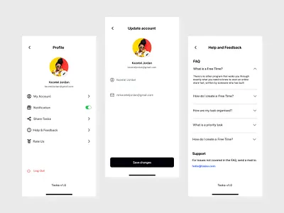 Taska - Task Management App (Profile) account android app figma ios mobile app profile profile settings settings task task management taska ui