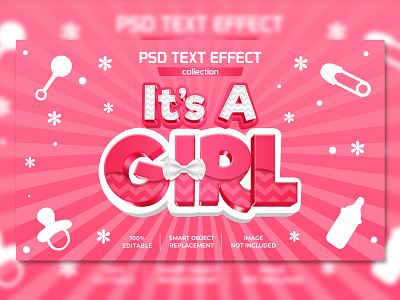 It's A Girl Baby New Born Text Effect baby girl girl new born pink. text style