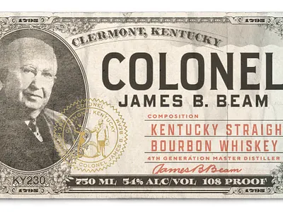 Jim Beam - 'Hardin's Creek' Vintage Dollar Bill alcohol bottle detail dollar bill drawing hand drawn illustration intricate label ornate packaging pencil vintage whiskey