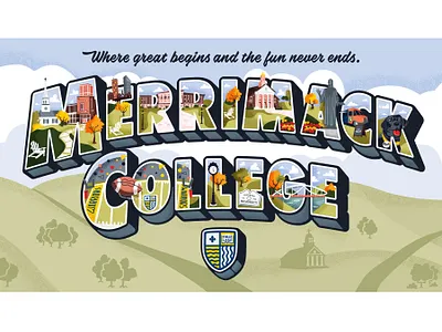 Merrimack College: Mural 2022 art branding college drawing illustration lettering mural postcard type typography