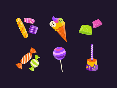 Halloween Treats Illustrations 💕 colors halloween halloween day happy halloween illustration illustration art october 31 scary spooky sweet sweets treats vector