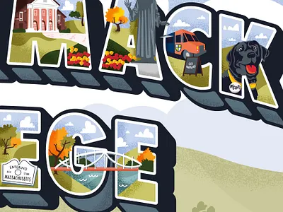Detail of Merrimack College: Mural 2022 art branding design drawing illustration lettering type typography