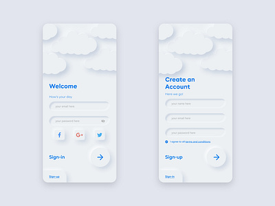 Neumorphic Login Screen app design mobile neumorphic neumorphism ui ui design user experience ux visual design