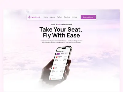 Flight Booking App Landing Page design landing page mockup ui web design