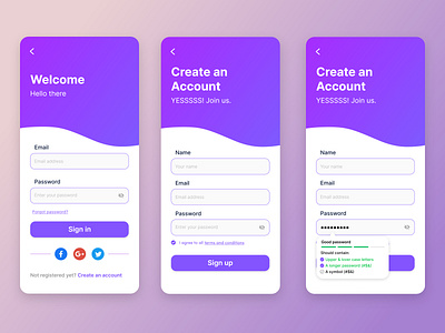 Sign Up / Login Screen app design login screen mobile register sign in sign up ui ui design user experience ux ux design