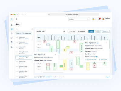 PlanWerk - Management Panel apiko blue calendar dashboard employee gannt gantt hr management planner planning taskmanagement tasks timeline timestripe