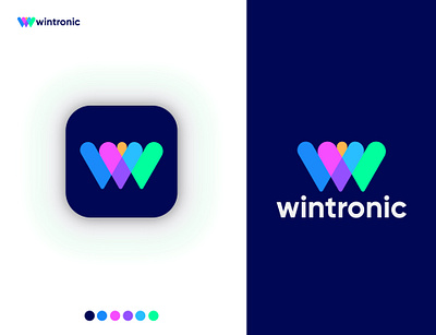 Wintronic - Letter W Logo Design 3d branding creative design flat graphic design icon illustration logo logo design logotype typography ui vector