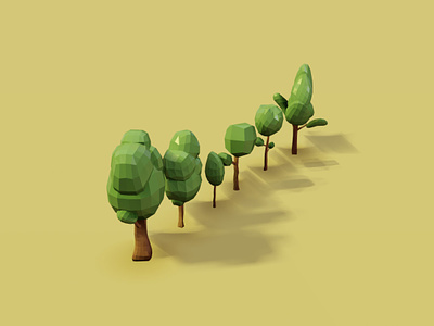 6 Tree Objects Low Poly