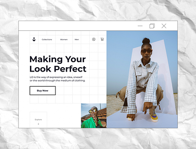 Online boutique / Lo 2022 clothes clothing brand collections fashion garments landing page look main main screen men mode modern perfect style ui ux web design white women