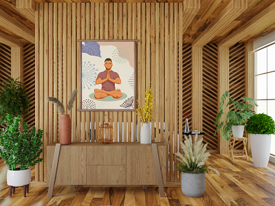 Poster for Yoga Center boho flat graphic design illustration lotus poster yoga