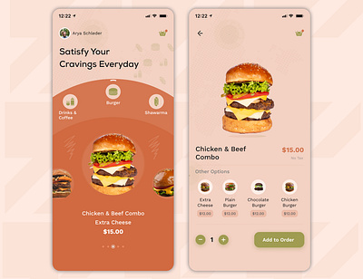 Burger Ordering App app color design graphic design ui ui design uxdesign