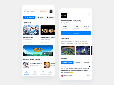 Game Store App android app app design app store clean ui game game app game shop game store game ui games games store gaming ios mobile design play store store ui ui design ux design