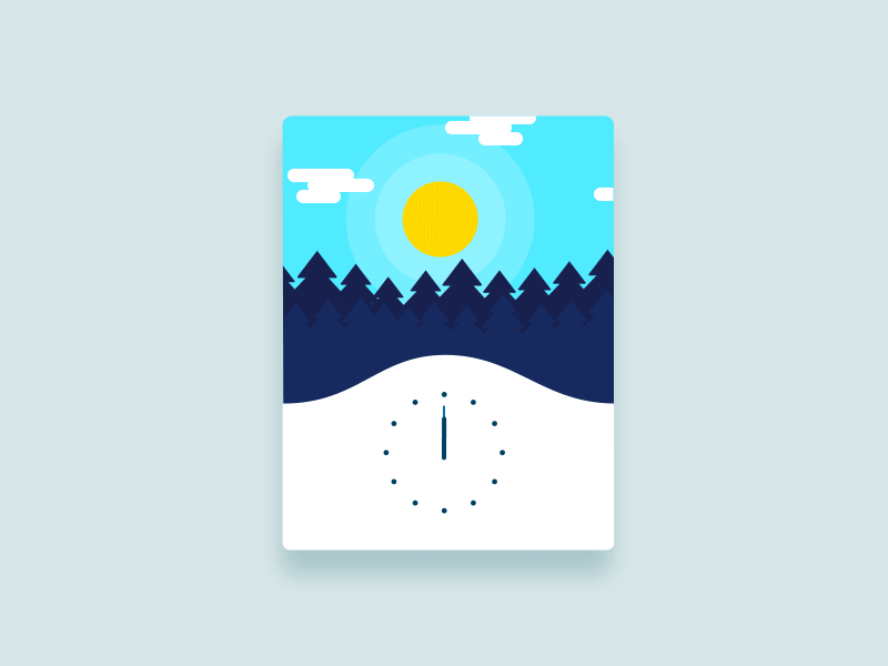 Night and day clock done by expressions in After Effects after effects animation clock day and night moon motion graphics mountains movement sun time