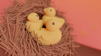 Baby Chicks🐤 3d art 3d modeling baby bird blender blender3d chick chicken cute fantasy lowpoly nice