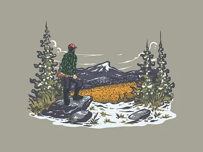 Outdoor adventure art branding campfire camping design explore graphic design handdrawn hunt illustration logo mountainillustration nature outdoor outdoorapparel outdoorillustration vintageillustration