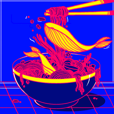 technicolor noodles adobe photoshop graphic design illustration