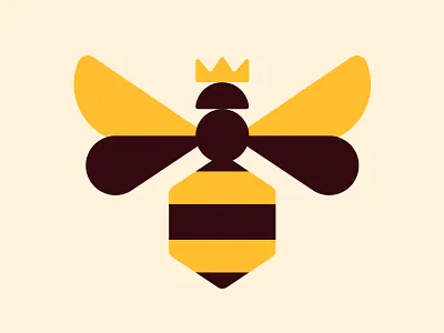 Queen Bee art bee black and yellow branding crown graphic design honey illustration logo minimal nature poster queen shapes simple