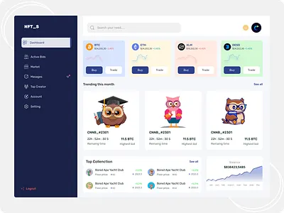 NFT Dashboard 2022 branding clean coin crypto cryptocurrency deshboard design digital art digital deshboard eth habib nft nft web app stock token ui web app website