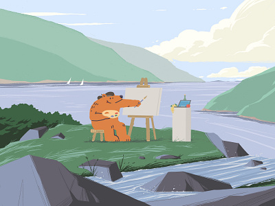 The Website Painter bear digital illustration illustration landscape landscape painting plein air procreate west coast