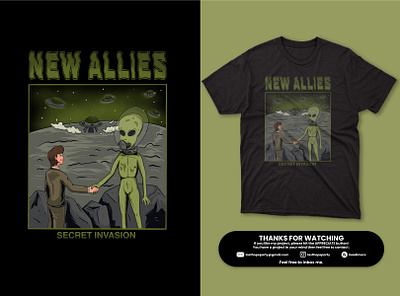 New Allies alien apparel branding clothing cover story design graphic design illustration logo space tees tshirt ufo wear