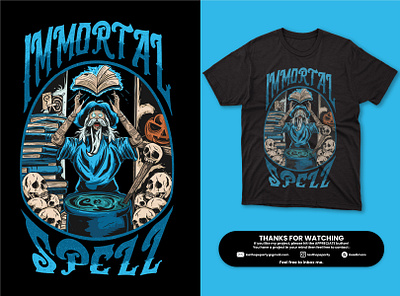 Immortal Spell apparel artwork black mage black magic cover story design digital illustration illustration mage magic sage spell tees tshirt tshirt design wear witch wizard