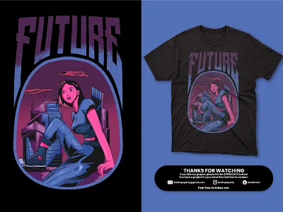Future Girl apparel artwork clothing cover story cyberpunk design digital illustration future illustration streetwear tees tshirt tshirt design tshirtdesign urbanwear wear