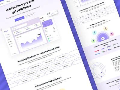 SaaS Invoicing Platform Landing Page branding design design in figma design with figma designed in figma figma inspiration invoice invoicing landing page saas saas landing page ui uiux