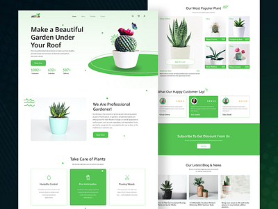 Plant Shop Website clean design flower pots fresh furniture store garden homepage interface interior landing page plant plant care plant shop plant store product tree trendy design ui design ux design web design workspace