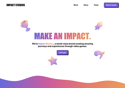 Impact design figma game design gradients impact landing page ui video game agency