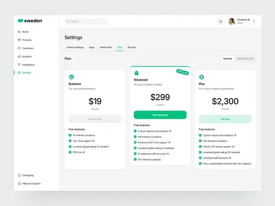 Sweden - Pricing Components animate b2b billing clean component dashboard minimalist modern plans price pricing pricing card pricing page pricing plan product product design saas startup subscription uiux