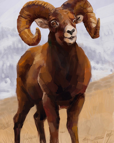 Ram animal digital painting illustration ram