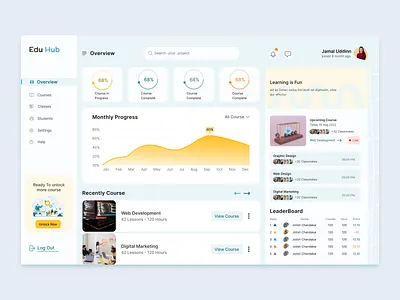 E-Learning Dashboard Design dashboard dashboard design e learning dashboard e learning dashboard ui education dashboard education dashboard ui figma online learning dashboard ui design user interface