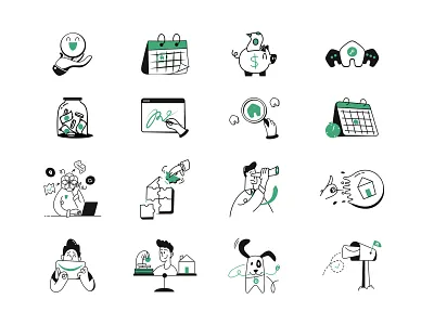 Icon Illustration branding design graphic design happy icon illustration meeting saving schedule searching ui ux web