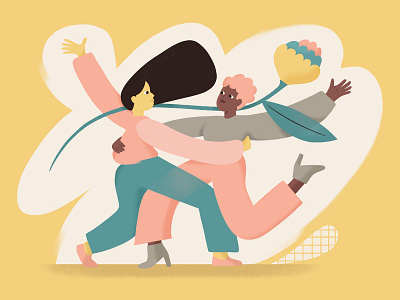 Dancing queens dancing flower illustration lgbtq love pop pride relationship