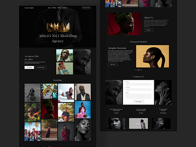 Modelling Agency Landing Page branding dark mode dashboard design homepage illustration landing page design landingpage logo model model agency landing page uiuxdesign uiuxdesigner