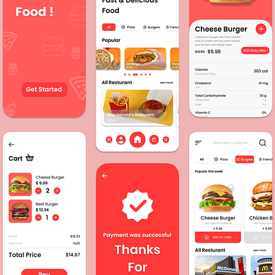 Fast food ordering application UI & UX app fast food food graphic design mobile ui ux