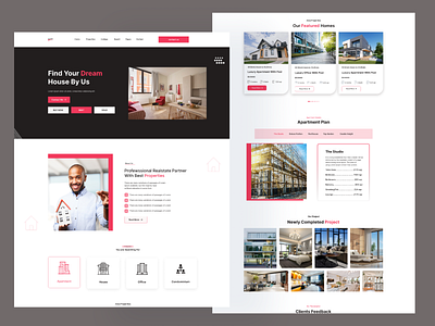Real Estate Web Landing Page adobe xd app app landing business landing page corporate corporate landing page figma landing page real estate real estate app design real estate related app real estate related design real estate web landing page responsive web website