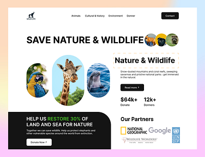 Wildlife Web Header animal creative dribbble2022 creative geographic landing page minimal national geographic nature website design wild wildlife