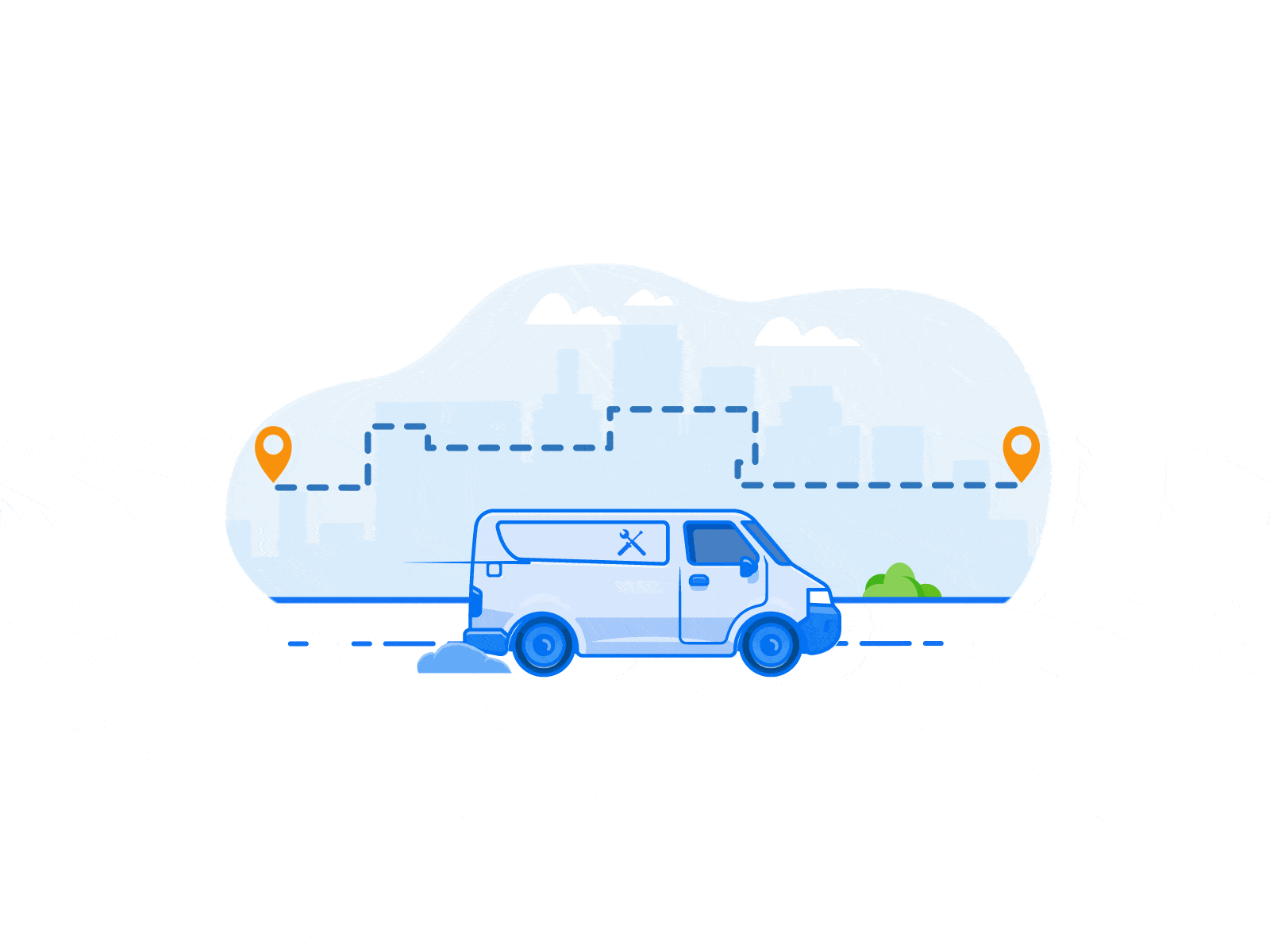 Time to work aftereffects animation bus car cityspace driving map riding trip