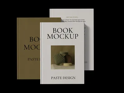 Hard Cover Book Mockups On Black Background Top View stationery mockups