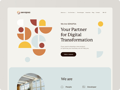 Senapsa website desktop page 60s color flat ui website