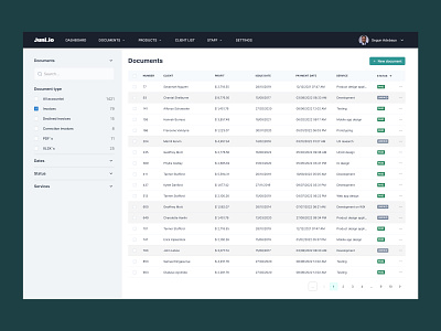 Juni.io - Document page agency app application design documents invoices minimal ui ui design ux web