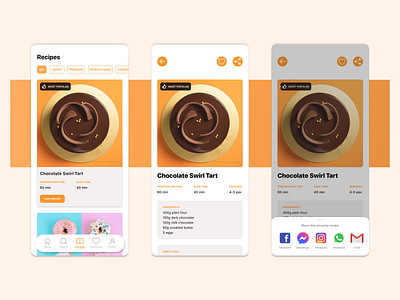 DailyUI Challenge 010: Social Share challenge dailyui dailyui010 design dessert mobile recipe screen share ui uxui
