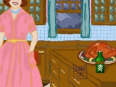 family dinner illustration women яд