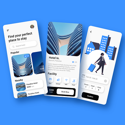 Hotel Booking App app design booking app hotel app hotel booking app mobile app design ui ui ux ui design user interface ux uxdesign