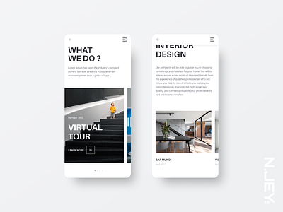 Interior Design Studio. Mobile minimalism mobile slider transition ui ux white