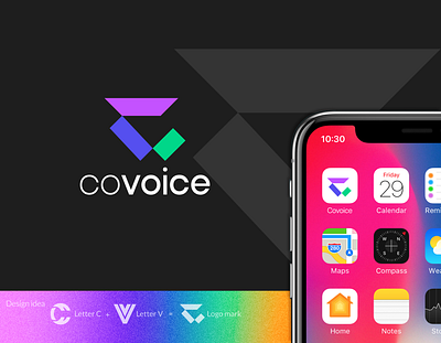 Covoice Logo Design agency brandidentity branding covoice design gradient graphic design identity logo logodesigner logoprocess logosketch mark minimal process sasslogo software softwarelogo techlogo ui