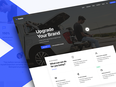 Haste - Commercial Agency 2022 agency branding clean homepage landing simple template ui ux website
