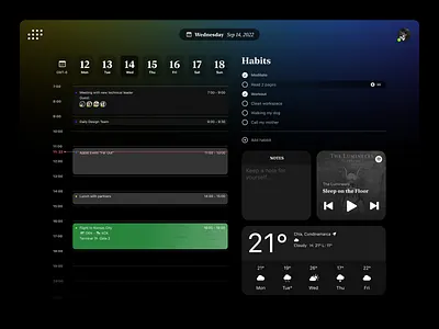 Calendar - Design exercise app calendar design figma habits notes productivity spotify ui
