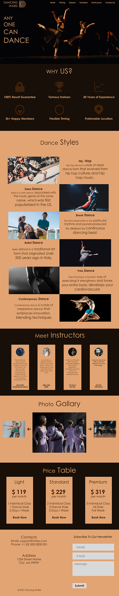 Dancing Ward : Landing Page 3d animation branding graphic design logo motion graphics ui